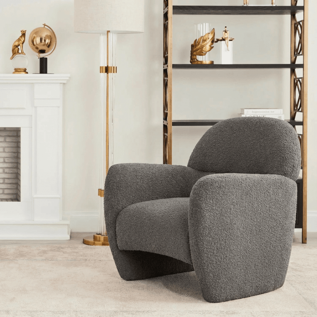 Alfa Cream Bouclé Accent Chair - Kingsman Furnitures