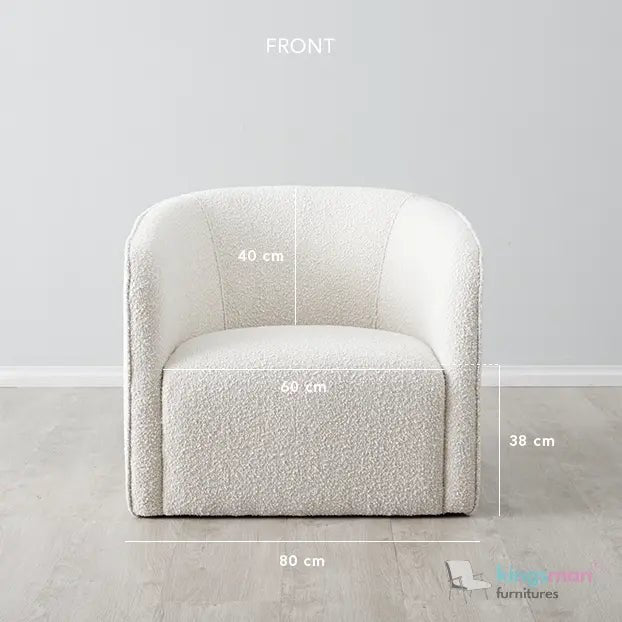 Andy Cream Bouclé Arm Chair – Contemporary Modern Design with Solid Wood Frame and Webbing Suspension - Kingsman Furnitures
