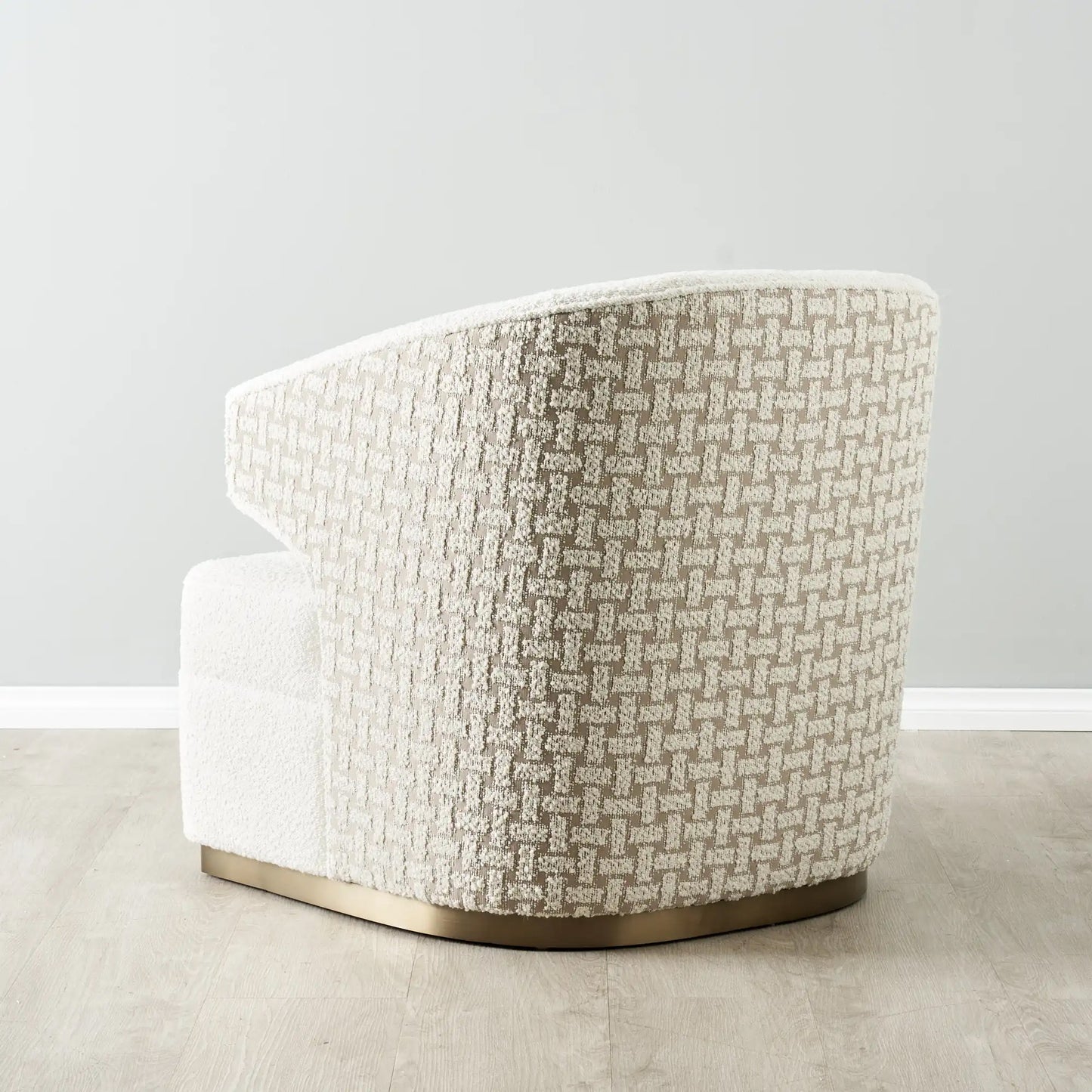 Argo Swivel Chair - Cream and Light Grey Boucle
