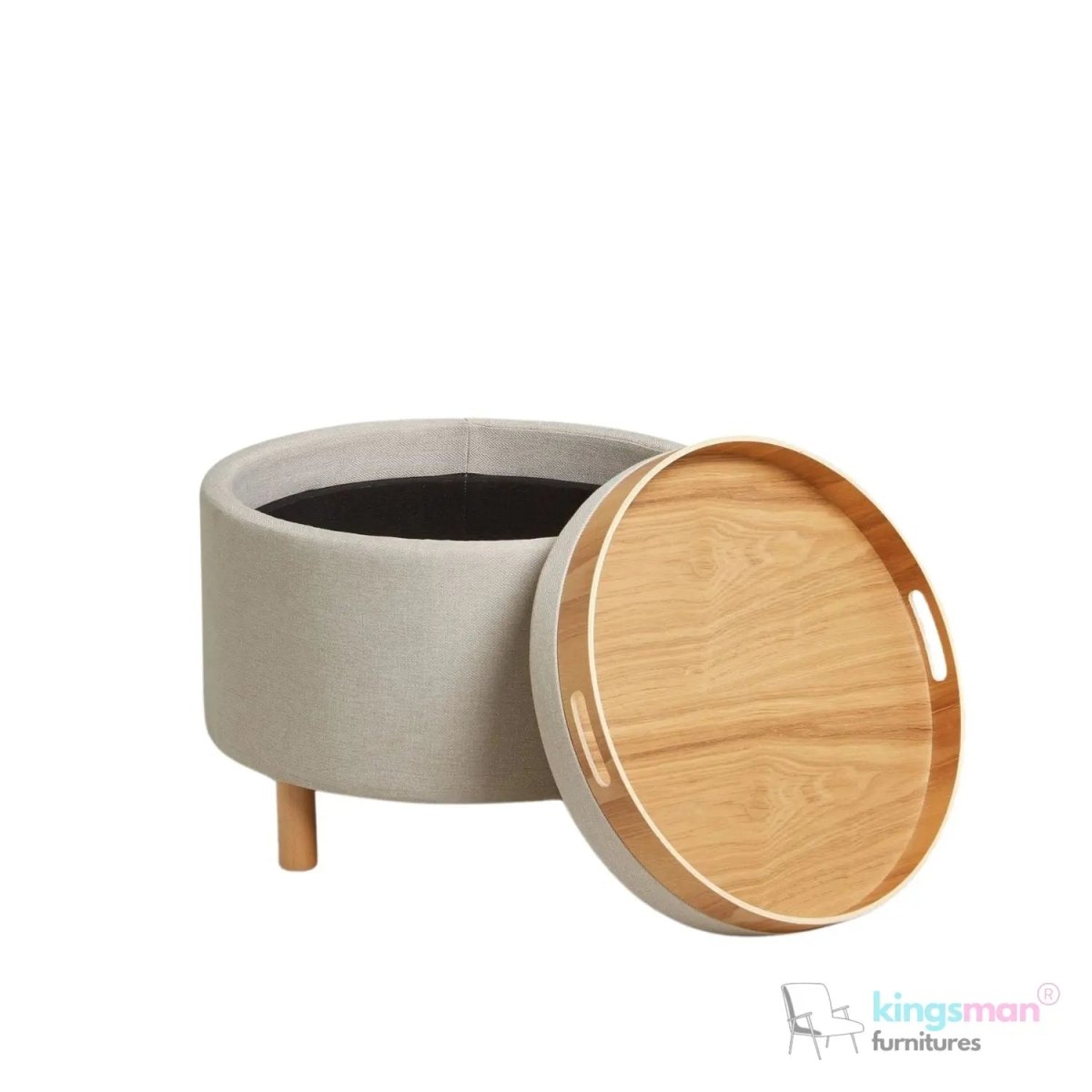 Ashtin Round Storage Sability - Multi-Functional Sability with Flip-Top Tray and Hidden Storage - Kingsman Furnitures