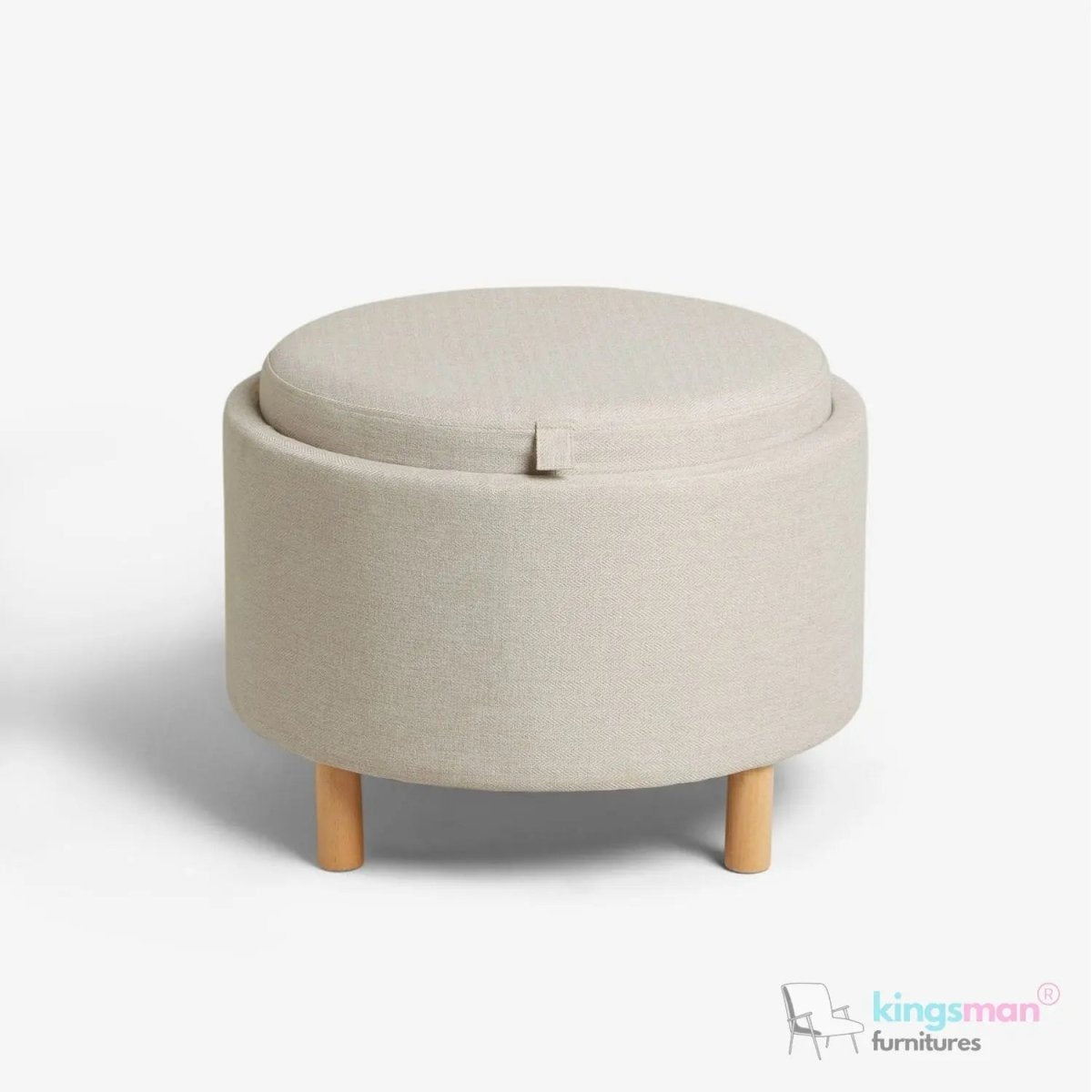 Ashtin Round Storage Sability - Multi-Functional Sability with Flip-Top Tray and Hidden Storage - Kingsman Furnitures
