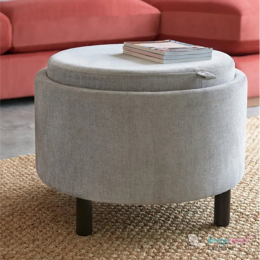 Ashtin Round Storage Sability - Multi-Functional Sability with Flip-Top Tray and Hidden Storage - Kingsman Furnitures