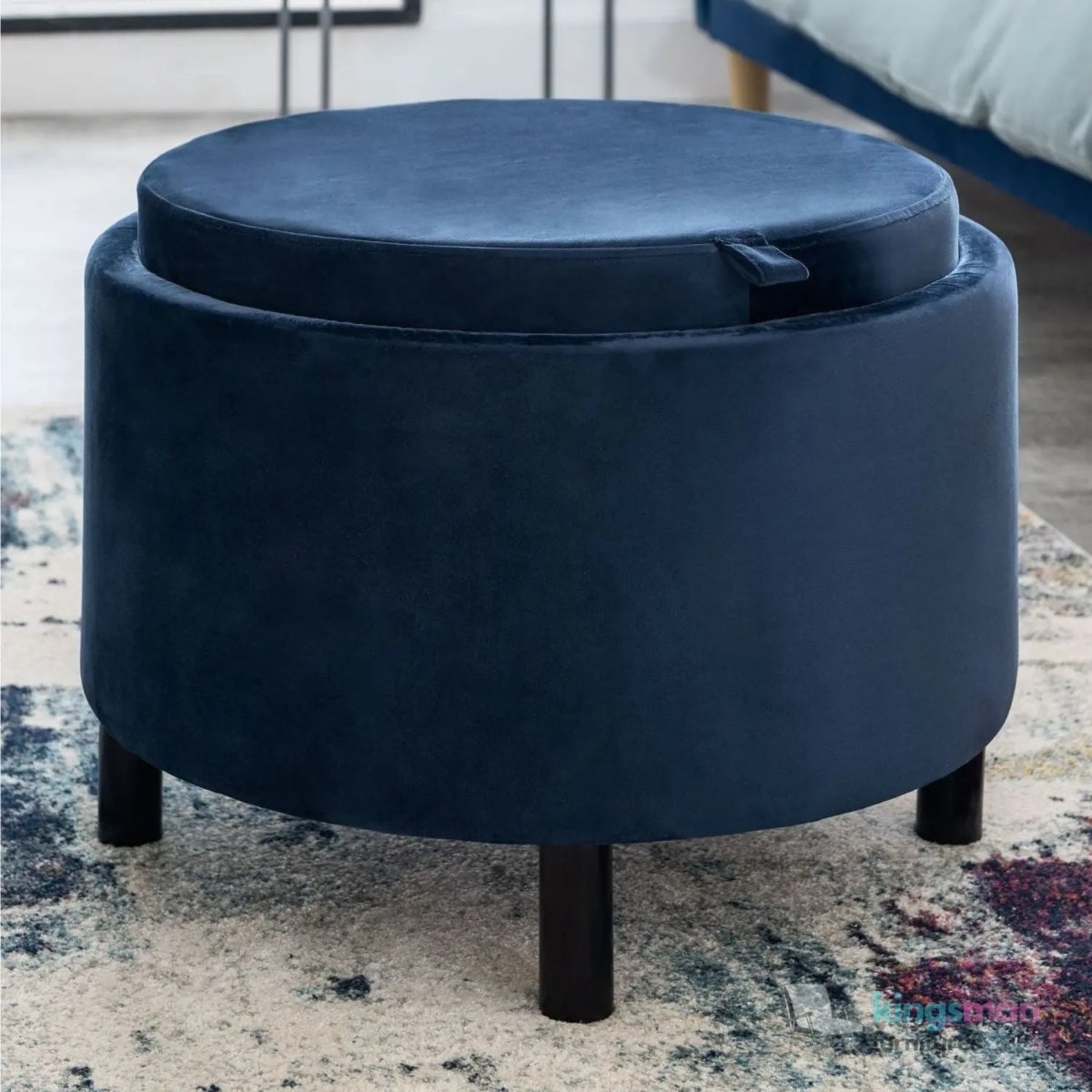 Ashtin Round Storage Sability - Multi-Functional Sability with Flip-Top Tray and Hidden Storage - Kingsman Furnitures