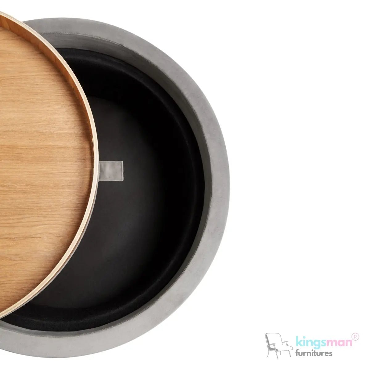 Ashtin Round Storage Sability - Multi-Functional Sability with Flip-Top Tray and Hidden Storage - Kingsman Furnitures