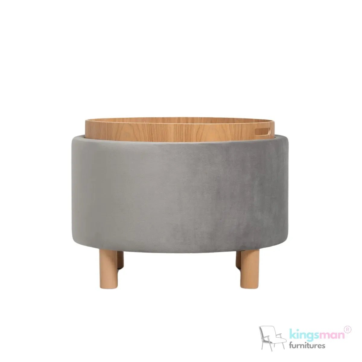 Ashtin Round Storage Stability - Multi-Functional Stability with Flip-Top Tray and Hidden Storage - Kingsman Furnitures