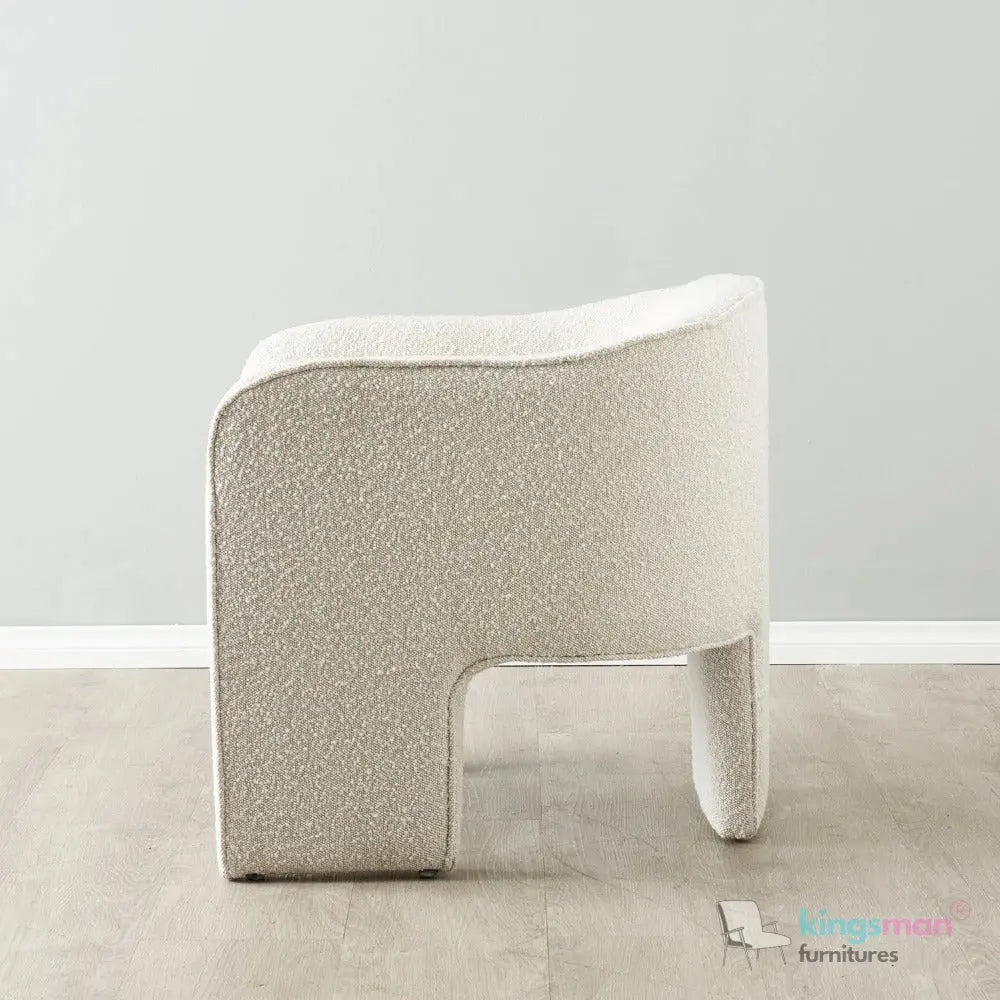 Asther Cream Bouclé Armchair – Contemporary Design with Plush Comfort and Elegant Texture - Kingsman Furnitures