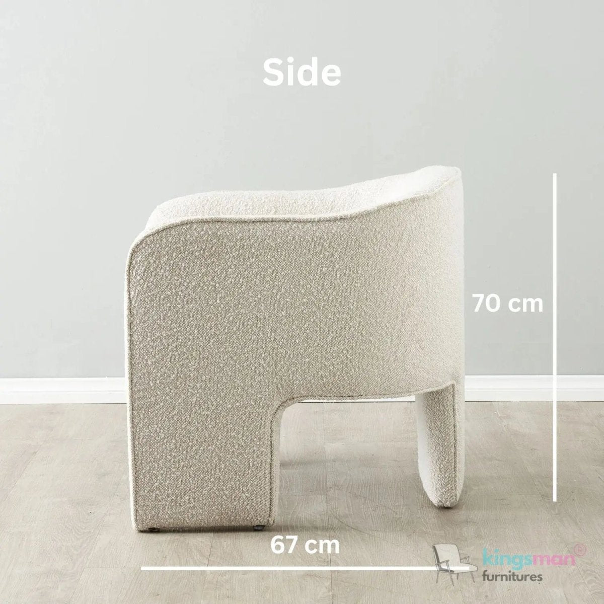 Asther Cream Bouclé Armchair – Contemporary Design with Plush Comfort and Elegant Texture - Kingsman Furnitures