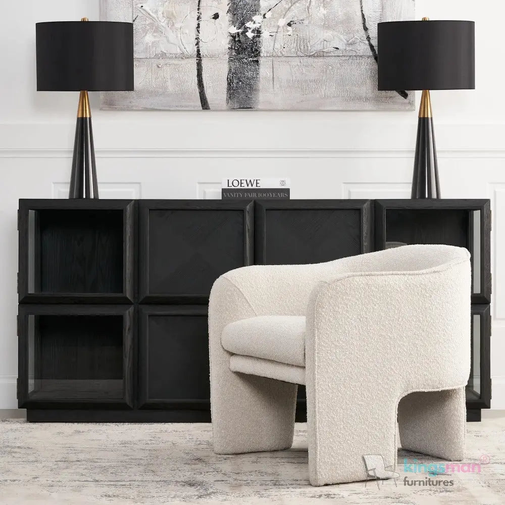 Asther Cream Bouclé Armchair – Contemporary Design with Plush Comfort and Elegant Texture - Kingsman Furnitures