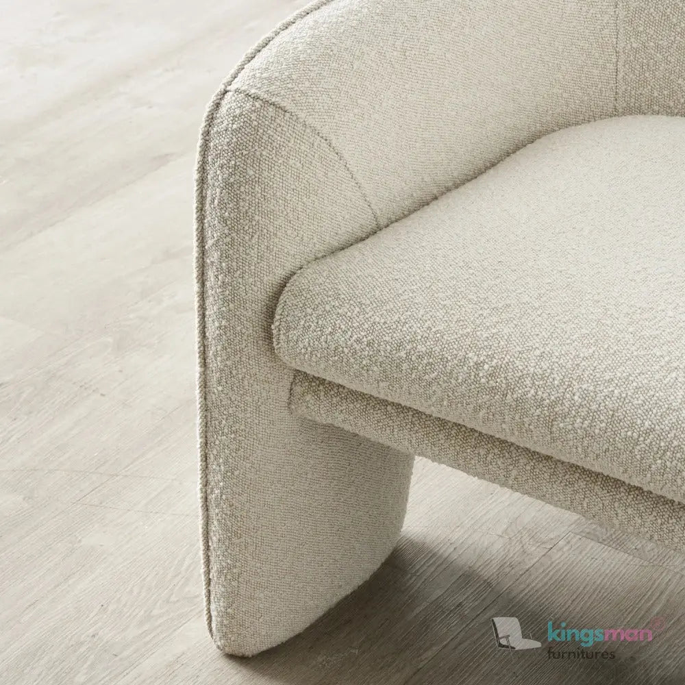 Asther Cream Bouclé Armchair – Contemporary Design with Plush Comfort and Elegant Texture - Kingsman Furnitures
