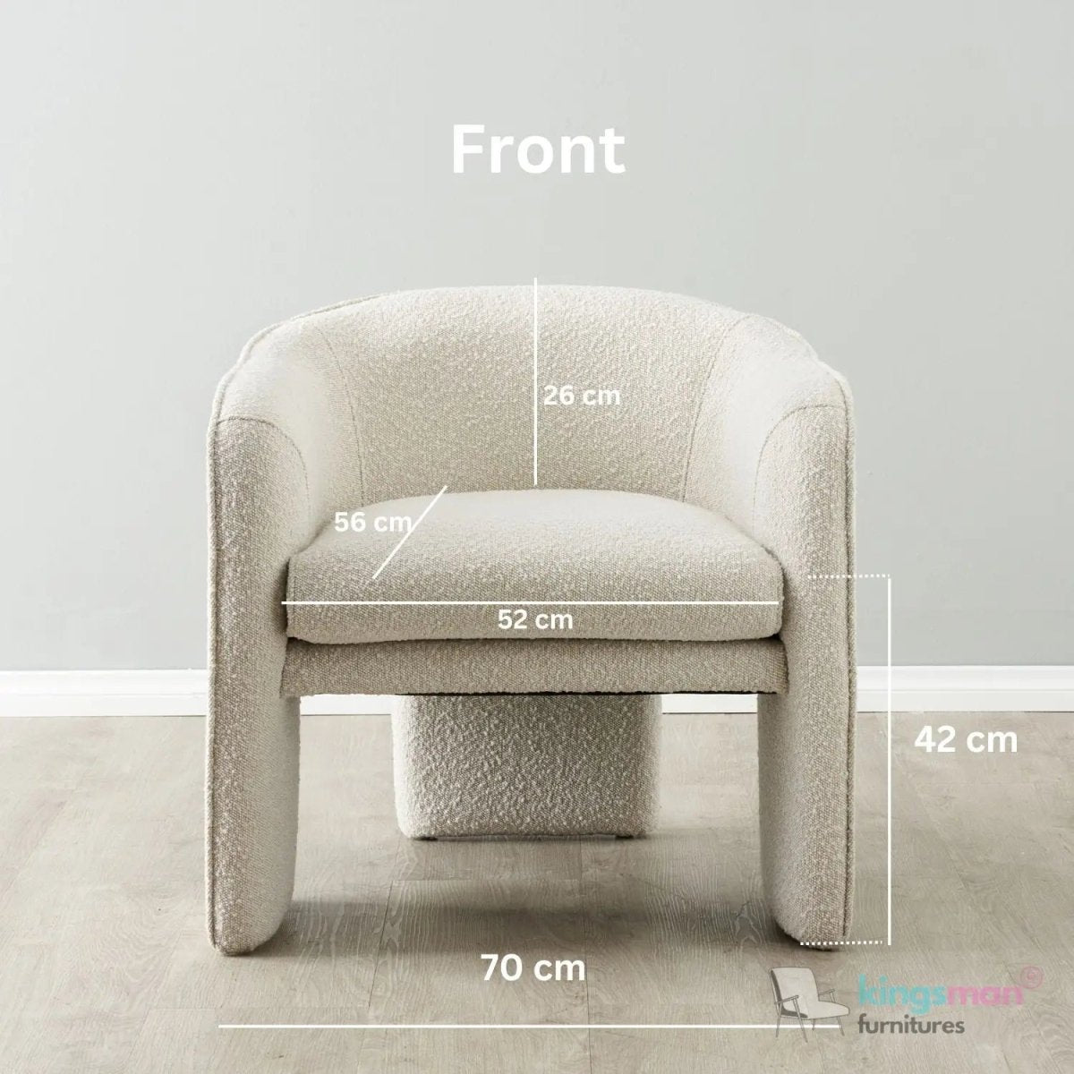 Asther Cream Bouclé Armchair – Contemporary Design with Plush Comfort and Elegant Texture - Kingsman Furnitures
