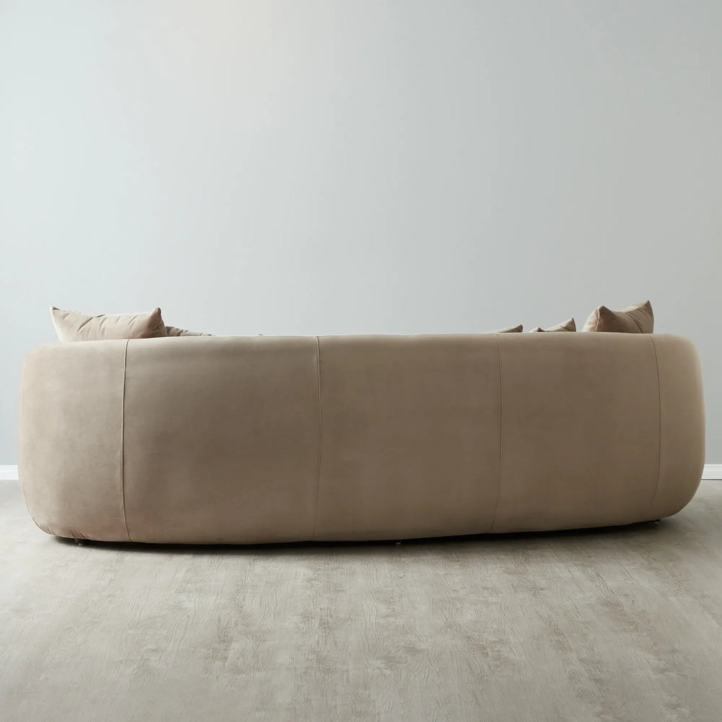 Everbe Beige Velvet 3 Seater Sofa