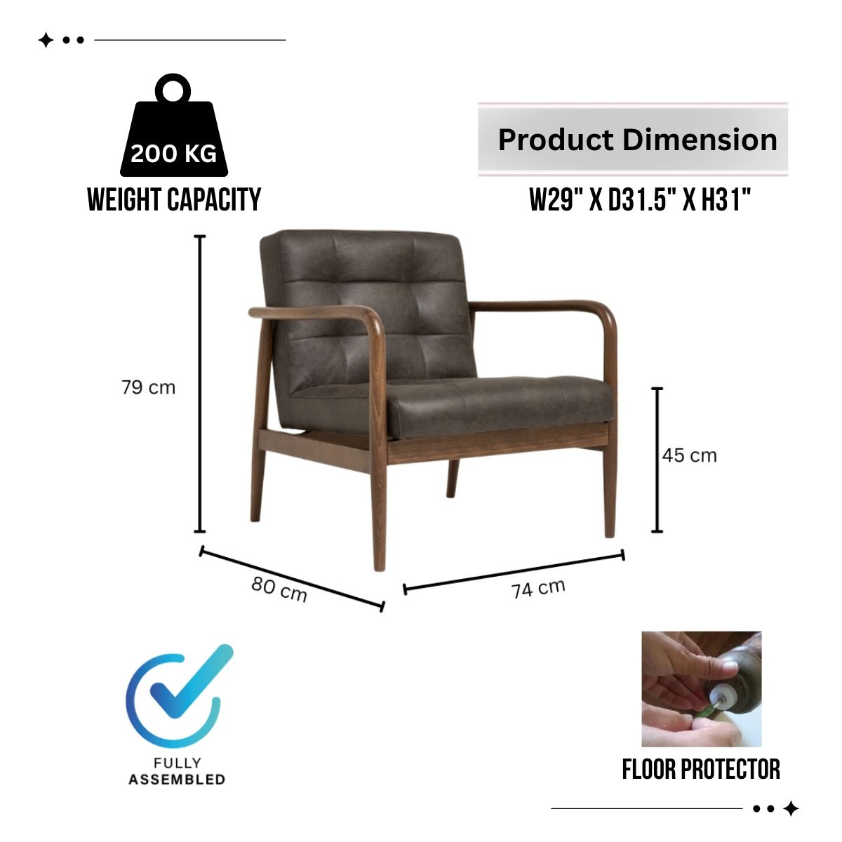 Benett Tufted Accent Armchair - Kingsman Furnitures