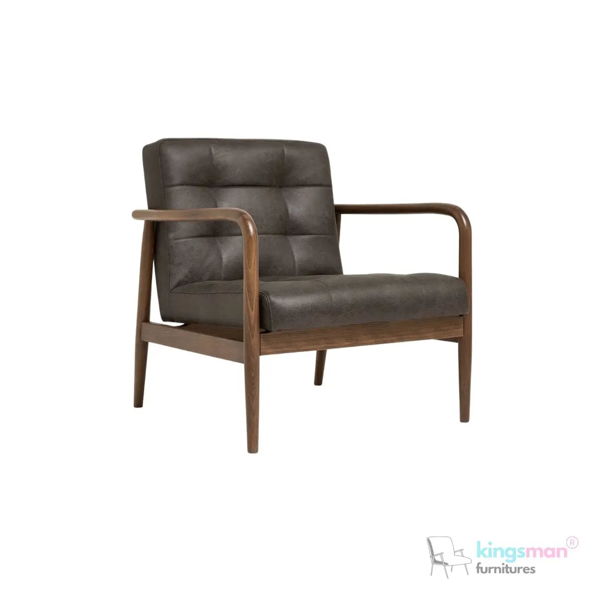 Benett Tufted Solid Teak Wood Armchair - Stylish Comfort - Kingsman Furnitures