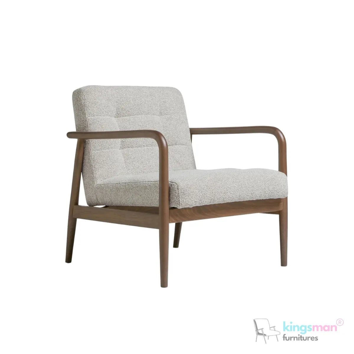Benett Tufted Solid Teak Wood Armchair - Stylish Comfort - Kingsman Furnitures
