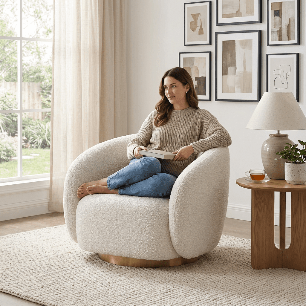 Brok 360° Swivel Armchair - Modern Living Room Furniture | Kingsman - Kingsman Furnitures