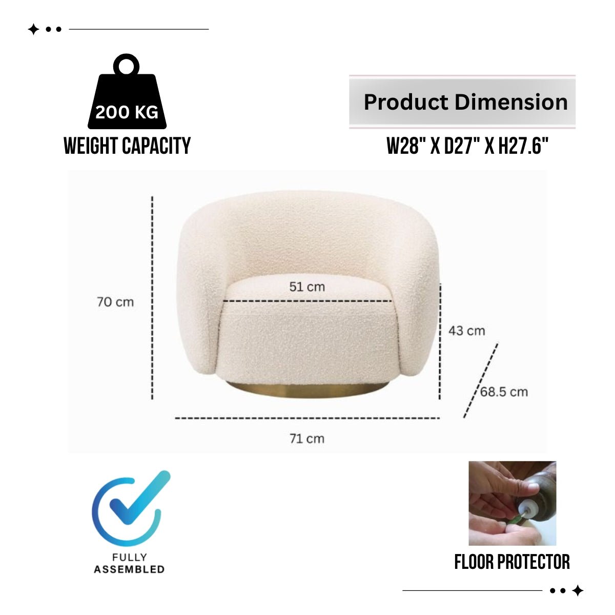 Brok 360° Swivel Armchair - Modern Living Room Furniture | Kingsman - Kingsman Furnitures