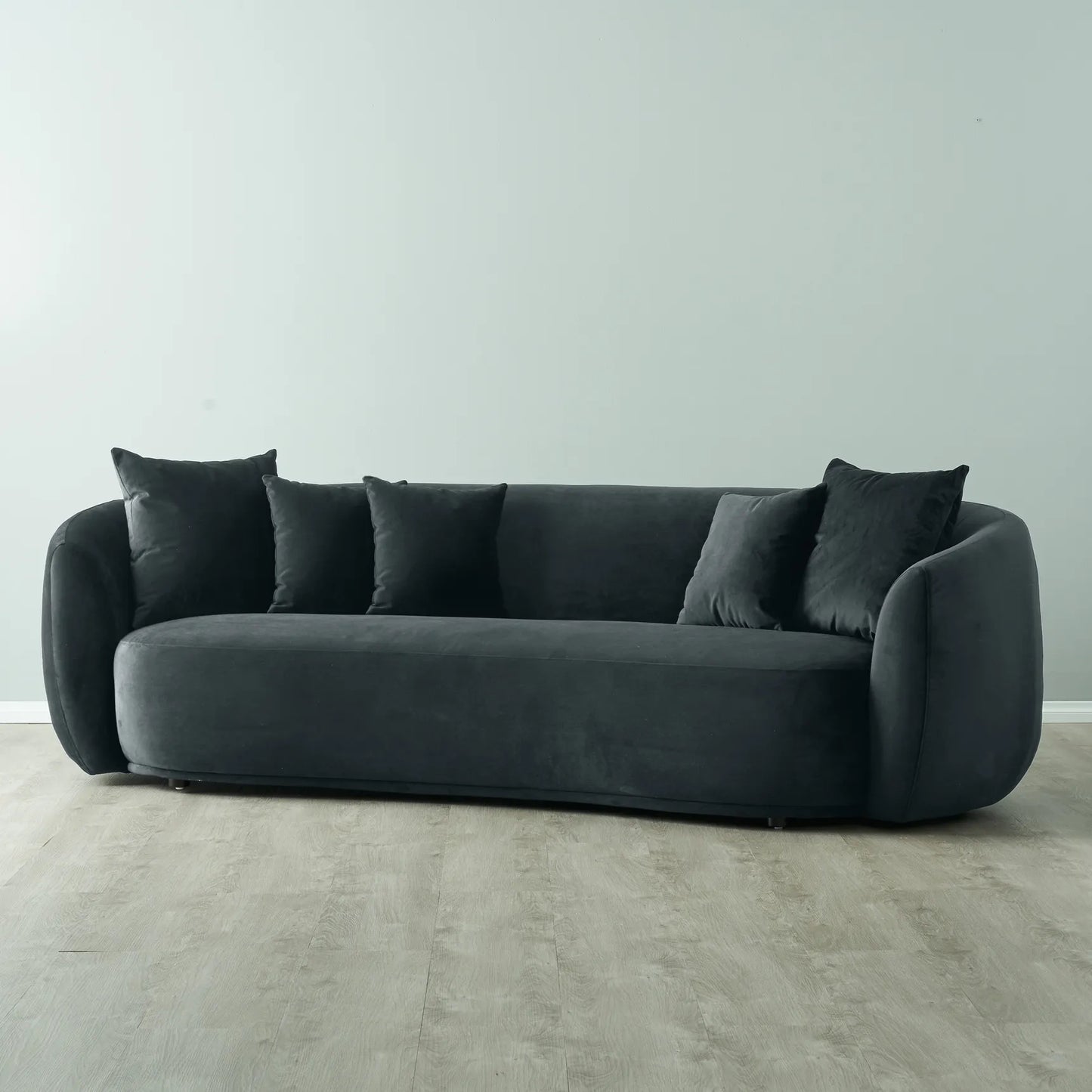 Everbe Charcoal Velvet 3 Seater Sofa