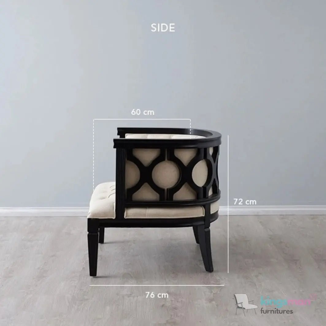 Coco Tufted Linen Teak Wood Armchair - Stylish Comfort - Kingsman Furnitures