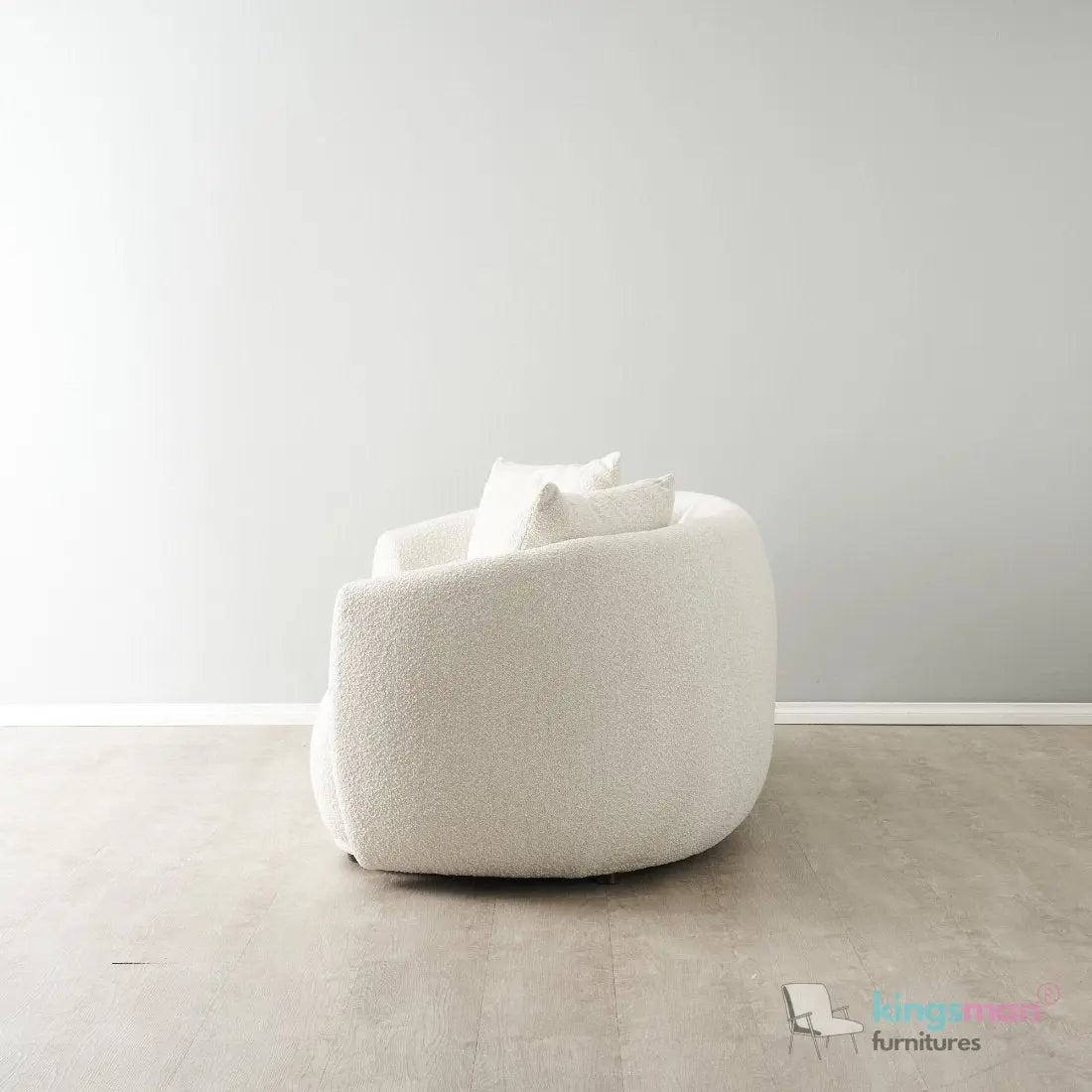 Cream Boucle Curved 3 Seater Sofa | Everbe Luxe Design - Kingsman Furnitures