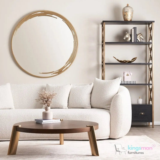 Cream Boucle Curved 3 Seater Sofa | Everbe Luxe Design - Kingsman Furnitures