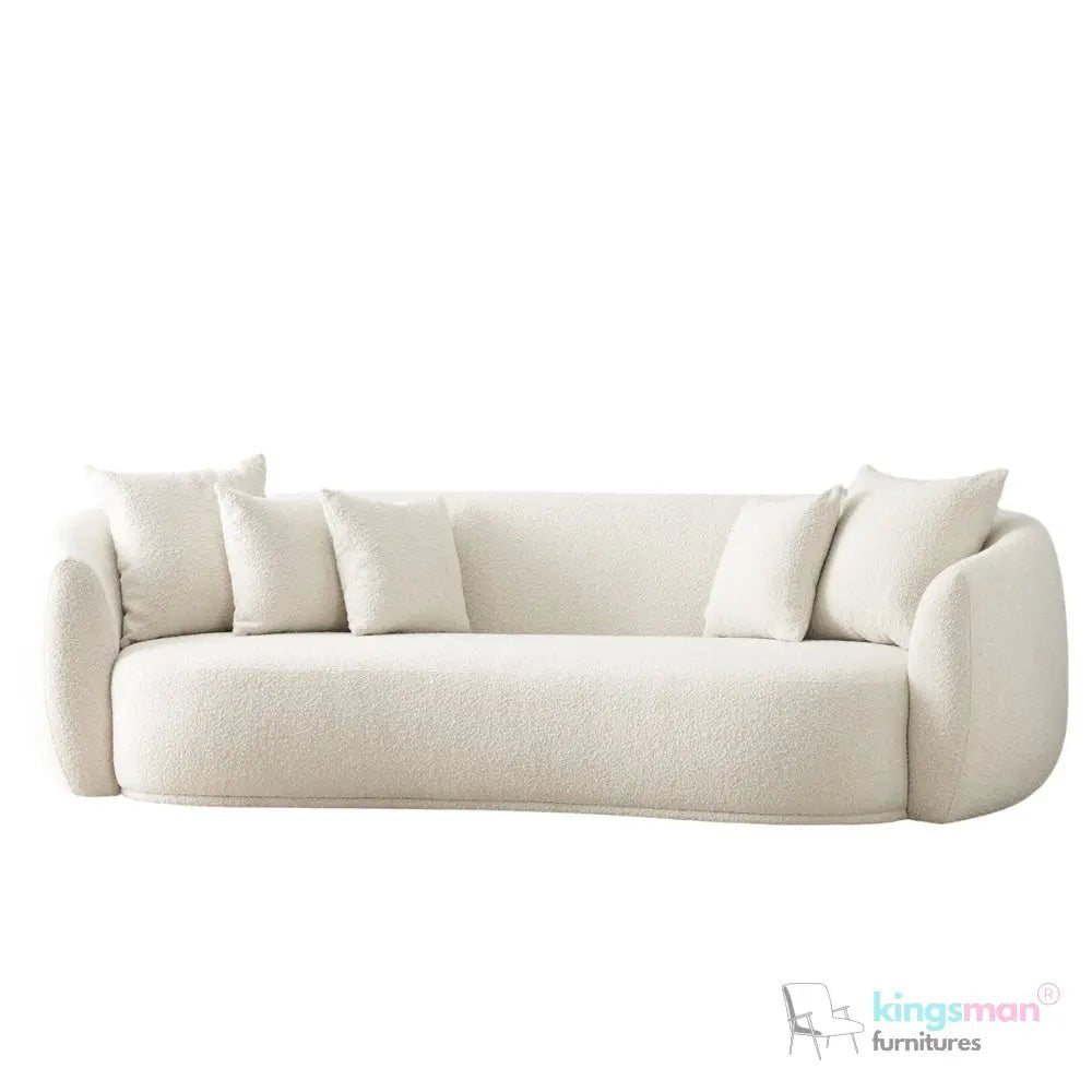 Cream Boucle Curved 3 Seater Sofa | Everbe Luxe Design - Kingsman Furnitures