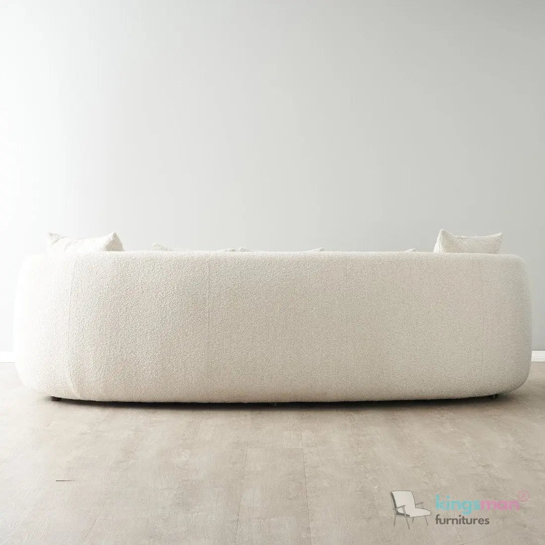 Cream Boucle Curved 3 Seater Sofa | Everbe Luxe Design - Kingsman Furnitures