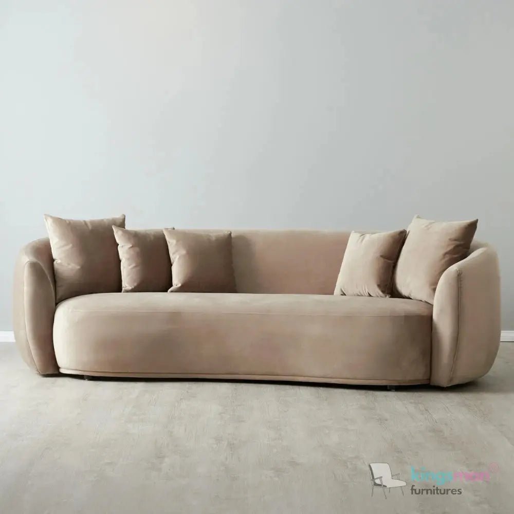 Cream Boucle Curved 3 Seater Sofa | Everbe Luxe Design - Kingsman Furnitures