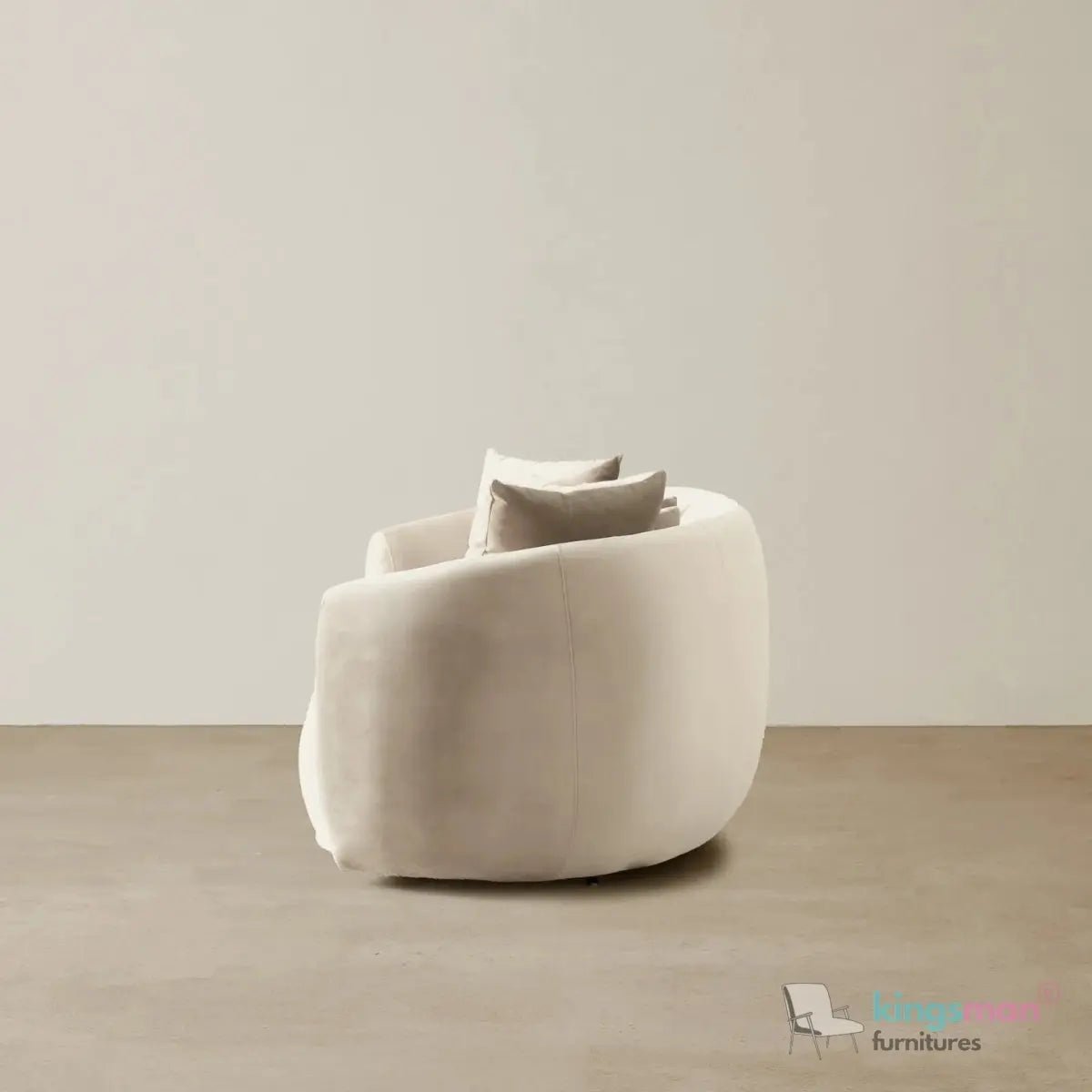 Cream Boucle Curved 3 Seater Sofa | Everbe Luxe Design - Kingsman Furnitures