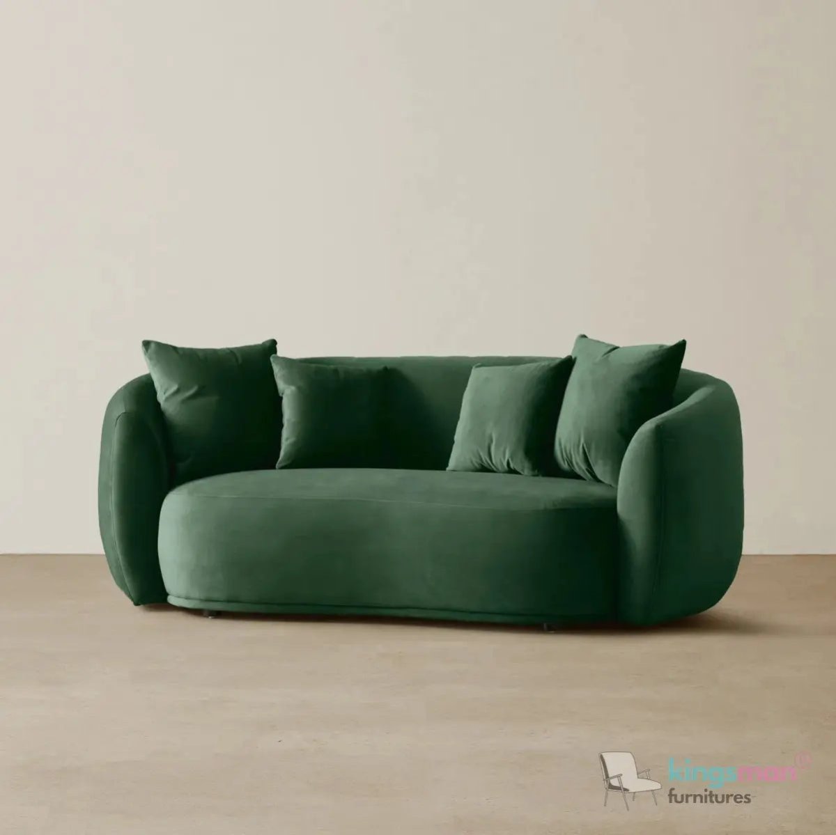 Everbe Cream Boucle Curve 2 Seater Sofa - Luxurious Comfort - Kingsman Furnitures
