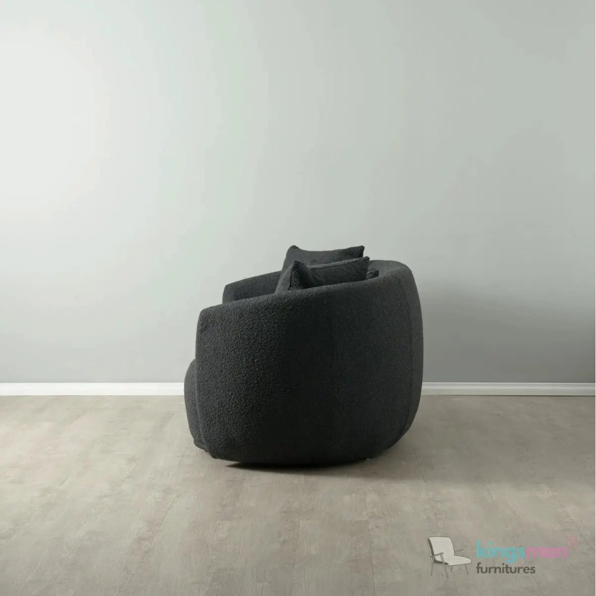 Everbe Cream Boucle Curve 2 Seater Sofa - Luxurious Comfort - Kingsman Furnitures