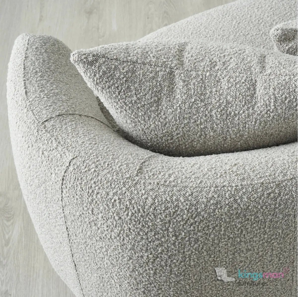 Everbe Cream Boucle Curve 2 Seater Sofa - Luxurious Comfort - Kingsman Furnitures