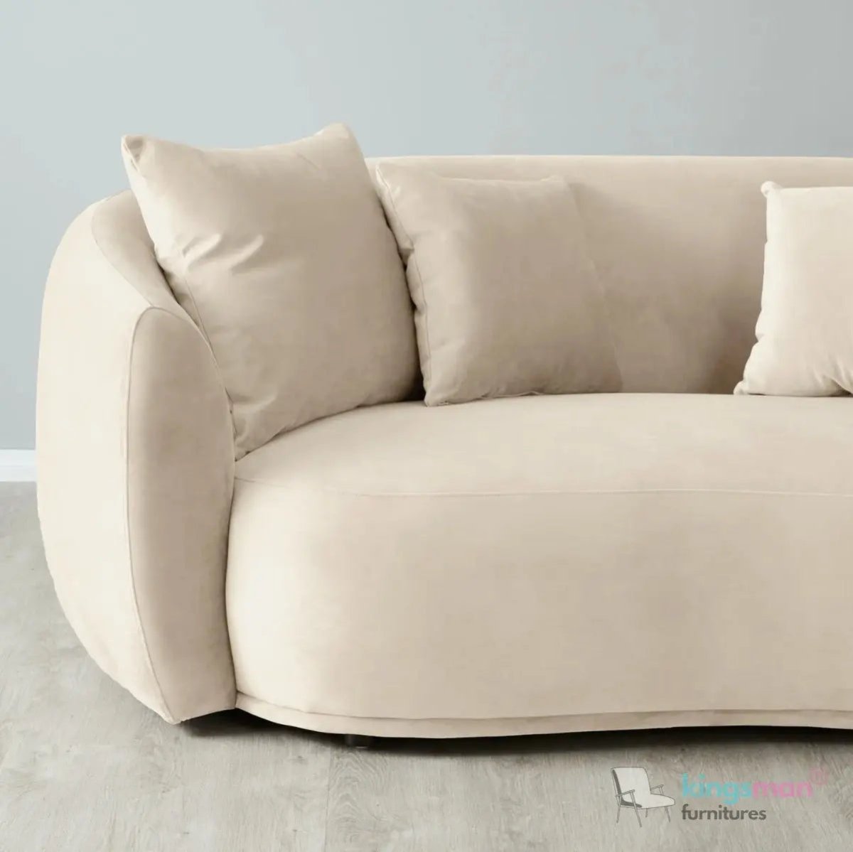 Everbe Cream Boucle Curve 2 Seater Sofa - Luxurious Comfort - Kingsman Furnitures