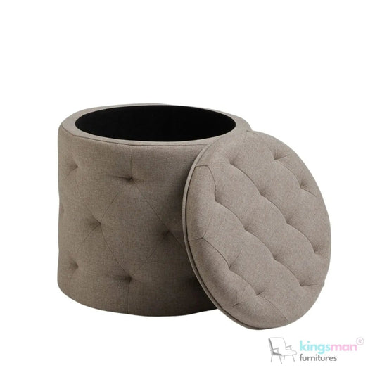Harfoot Upholstered Storage Footsability - Natural Mink | Button - Tufted Design with Hidden Storage - Kingsman Furnitures