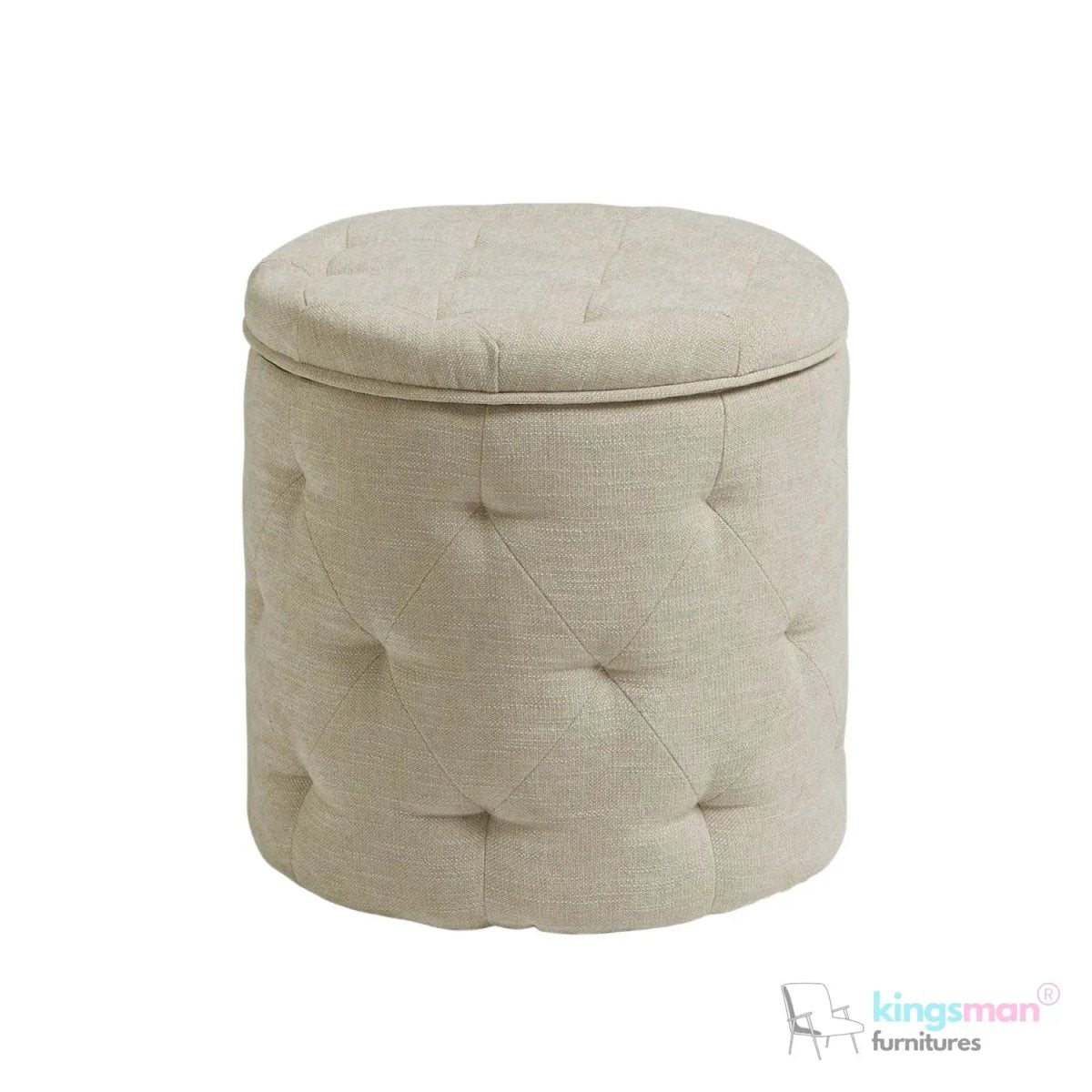 Harfoot Upholstered Storage Footstool - Light Natural - Kingsman Furnitures