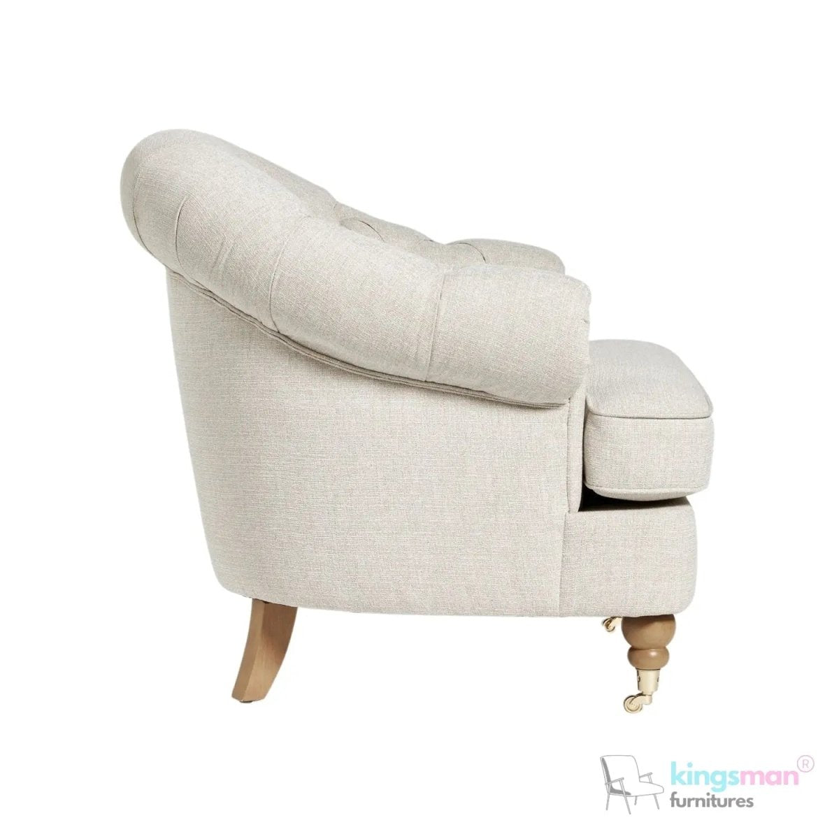 Jesper Chesterfield Brass Castor Legs Armchair | Elegant Comfort - Kingsman Furnitures