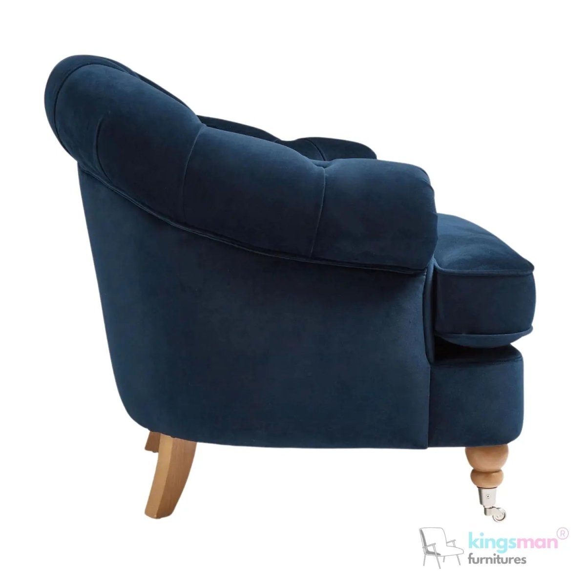 Jesper Chesterfield Brass Castor Legs Armchair | Elegant Comfort - Kingsman Furnitures