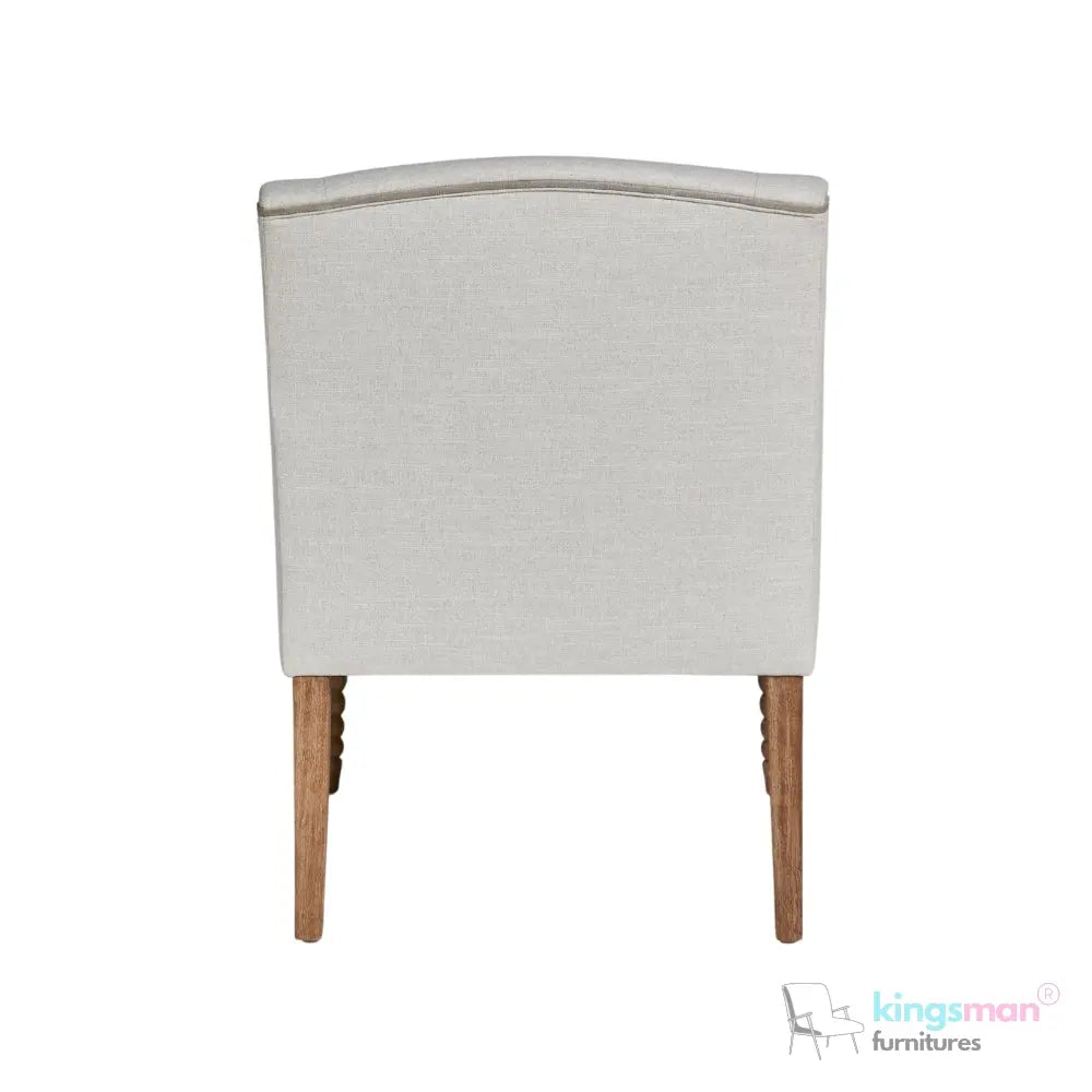 Mavrick Country Accent Chair - Tub - Style Seat with Bobble Teak Wood Legs | Elegant Upholstered Chair - Kingsman Furnitures