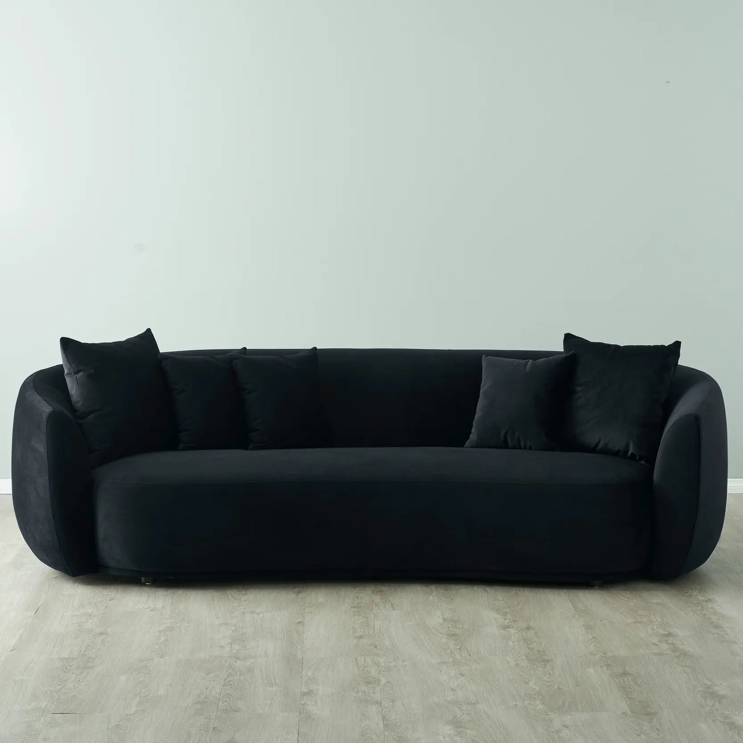 Everbe Onyx Black Velvet 3 Seater Sofa