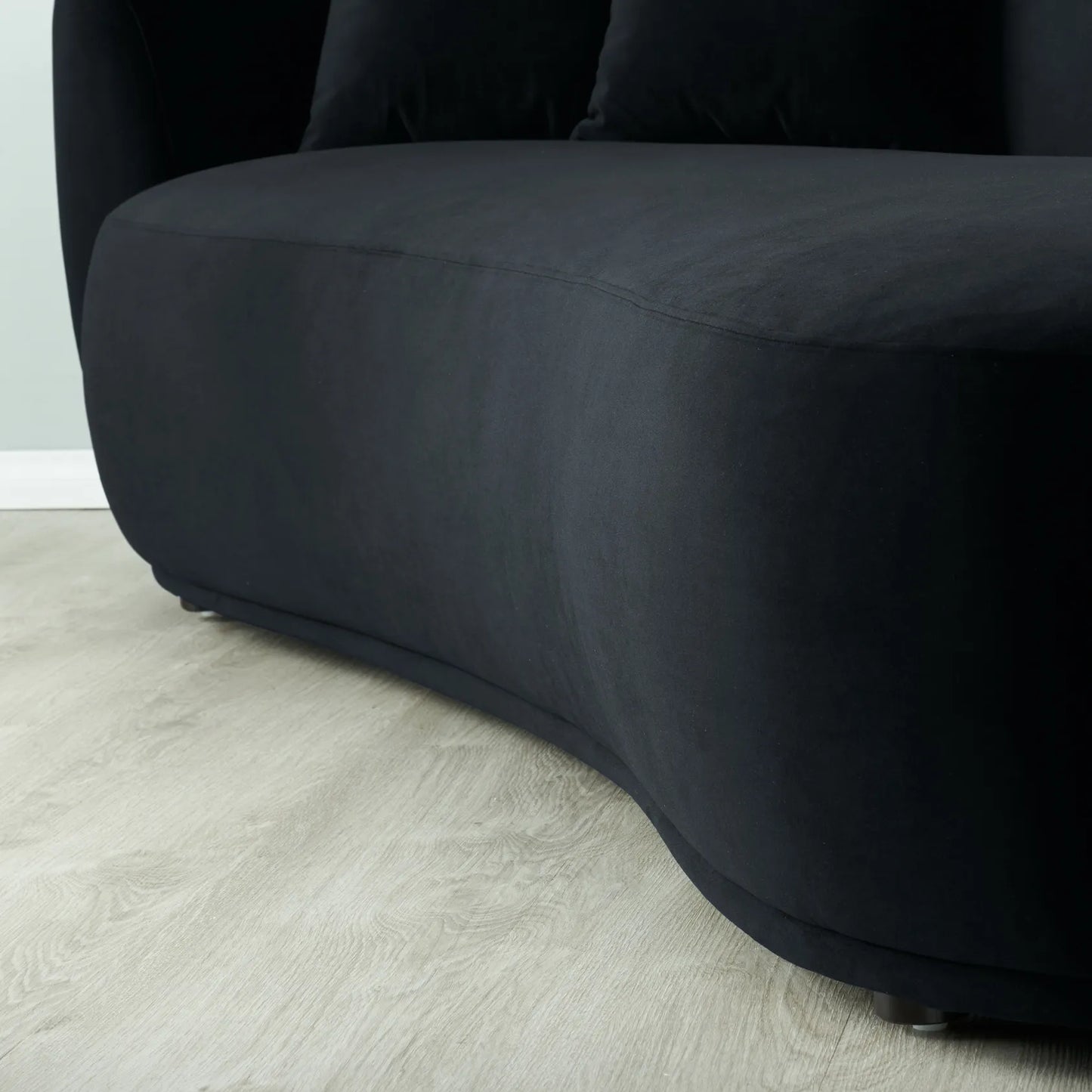 Everbe Onyx Black Velvet 3 Seater Sofa