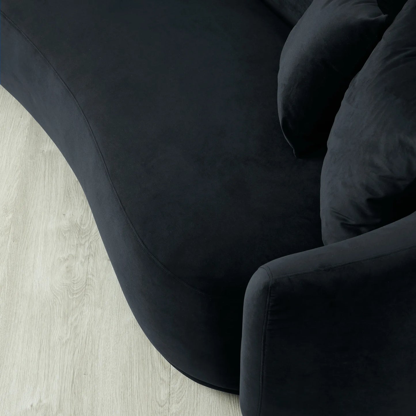 Everbe Onyx Black Velvet 3 Seater Sofa