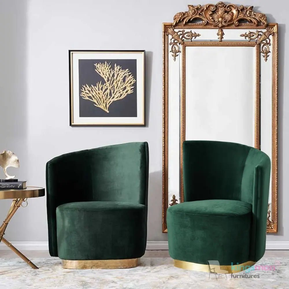 Reina Emerald Green Velvet Accent Chair for Modern Living - Kingsman Furnitures