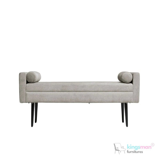 Rosiee Upholstered Ottoman Bench - Chenille Light Grey - Kingsman Furnitures
