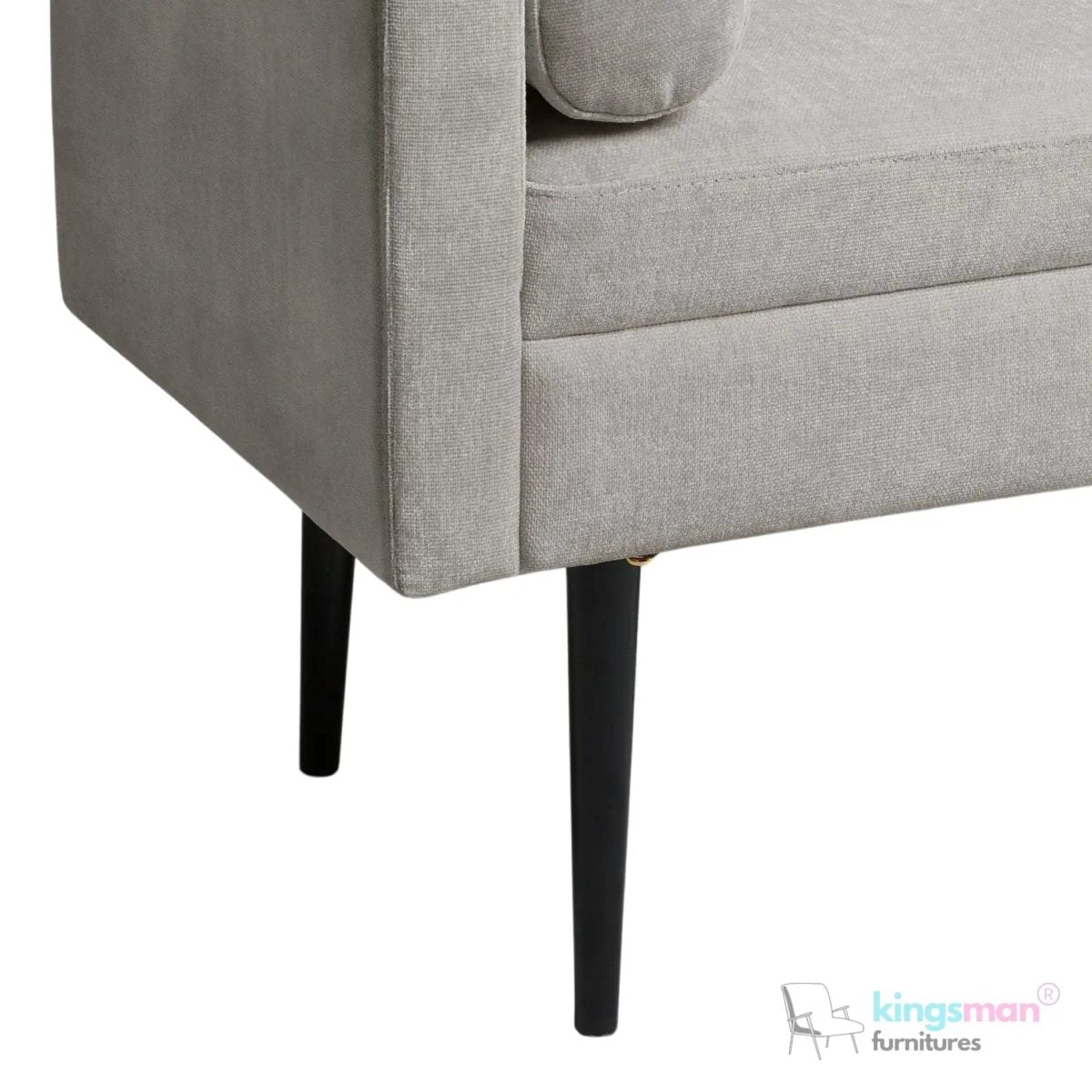 Rosiee Upholstered Ottoman Bench - Chenille Light Grey - Kingsman Furnitures