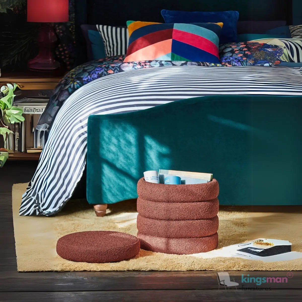Stella Ribbed Storage Sability - Plush Velvet and Bouclé Upholstered Sability with Hidden Storage | Versatile Home Décor - Kingsman Furnitures