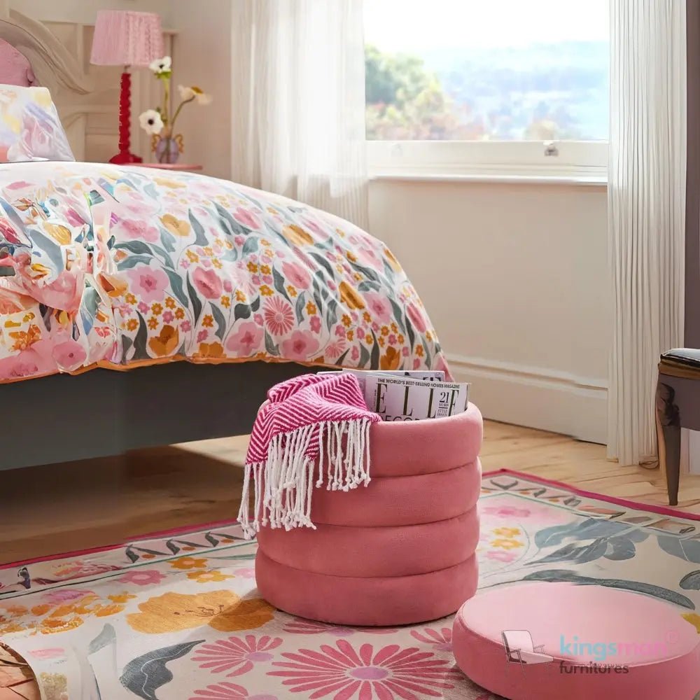 Stella Ribbed Storage Sability - Plush Velvet and Bouclé Upholstered Sability with Hidden Storage | Versatile Home Décor - Kingsman Furnitures