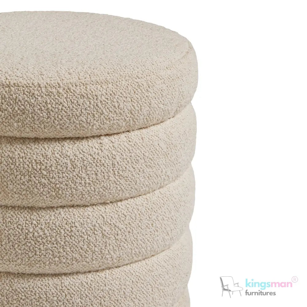 Stella Ribbed Storage Sability - Plush Velvet and Bouclé Upholstered Sability with Hidden Storage | Versatile Home Décor - Kingsman Furnitures