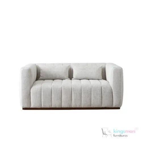 Storme 2 - Seater Sofa - Grey Textured Fabric with Classic Tuxedo Design - Kingsman Furnitures