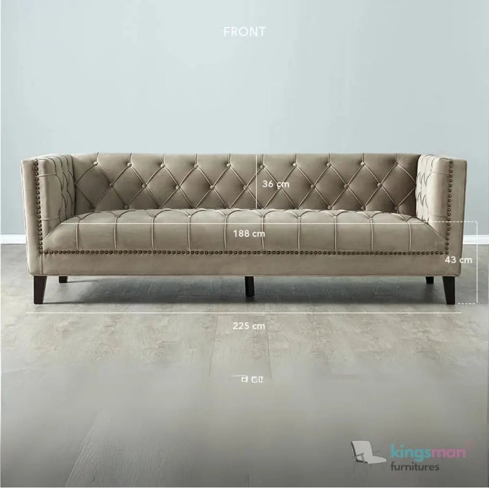Vogue Velvet Tufted 3 - Seater Sofa - Luxurious Design - Kingsman Furnitures