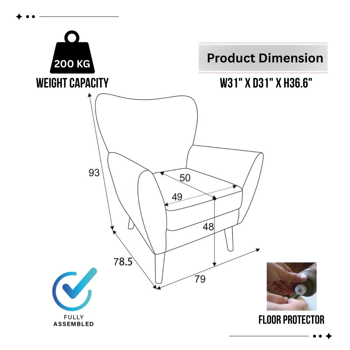 Wills Wing Arm Chair - Kingsman Furnitures