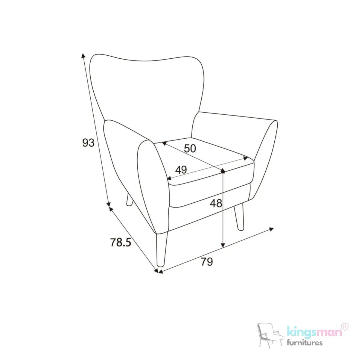 Wills Wing Arm Chair - Stylish Seating Option - Kingsman Furnitures